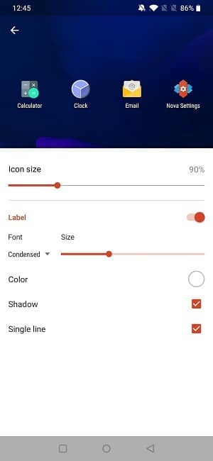 Cómo cambiar el tamaño del icono de la aplicación Pantalla de inicio de Nova Cambiar el tamaño del icono