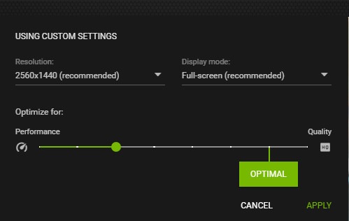 Guía de configuración de Gfe Optimizar el rendimiento del control deslizante de los juegos