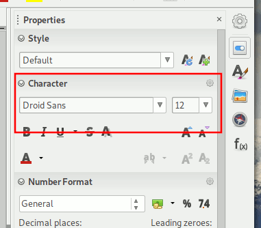 Libreoffice Cambiar fuente Calc Tamaño de fuente