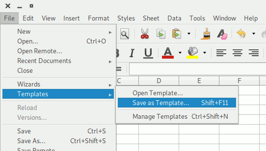 Libreoffice Change Font Calc Guardar plantilla
