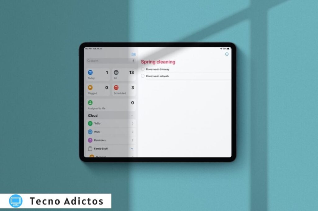Listas inteligentes reorganizadas en recordatorios iPad