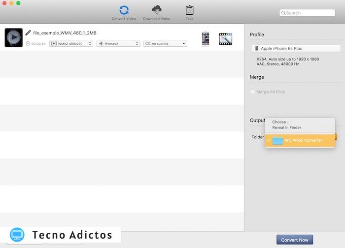 Reproducir archivos Wmv Ios Arrastrar la ubicación de salida