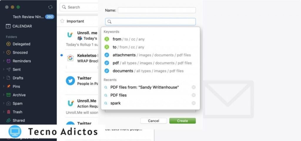 Utilice Spark Smart Folder Mac