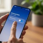 Mano desactivando acceso rápido en smartphone Samsung con Samsung Wallet