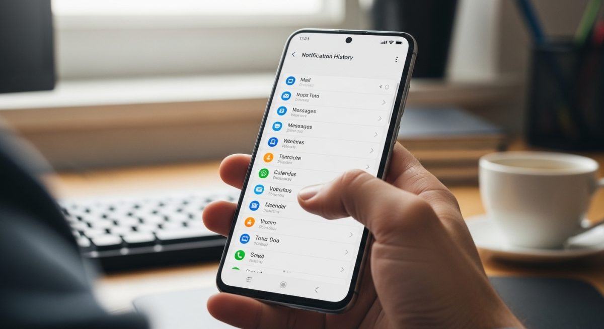 Manos sosteniendo smartphone Xiaomi mostrando historial de notificaciones Android