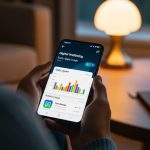 Persona sosteniendo un smartphone Samsung con reporte de Digital Wellbeing