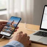 Transferencia de fotos entre smartphone Xiaomi y portátil en escritorio