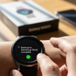 Mano interactuando con un Samsung Galaxy Watch mostrando notificación