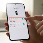 Mano sosteniendo un smartphone Xiaomi mostrando la interfaz HyperOS