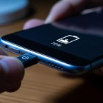 Manos conectando un cable USB-C a un smartphone Android