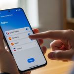 Manos sosteniendo smartphone Xiaomi con pantalla mostrando configuración de HyperOS