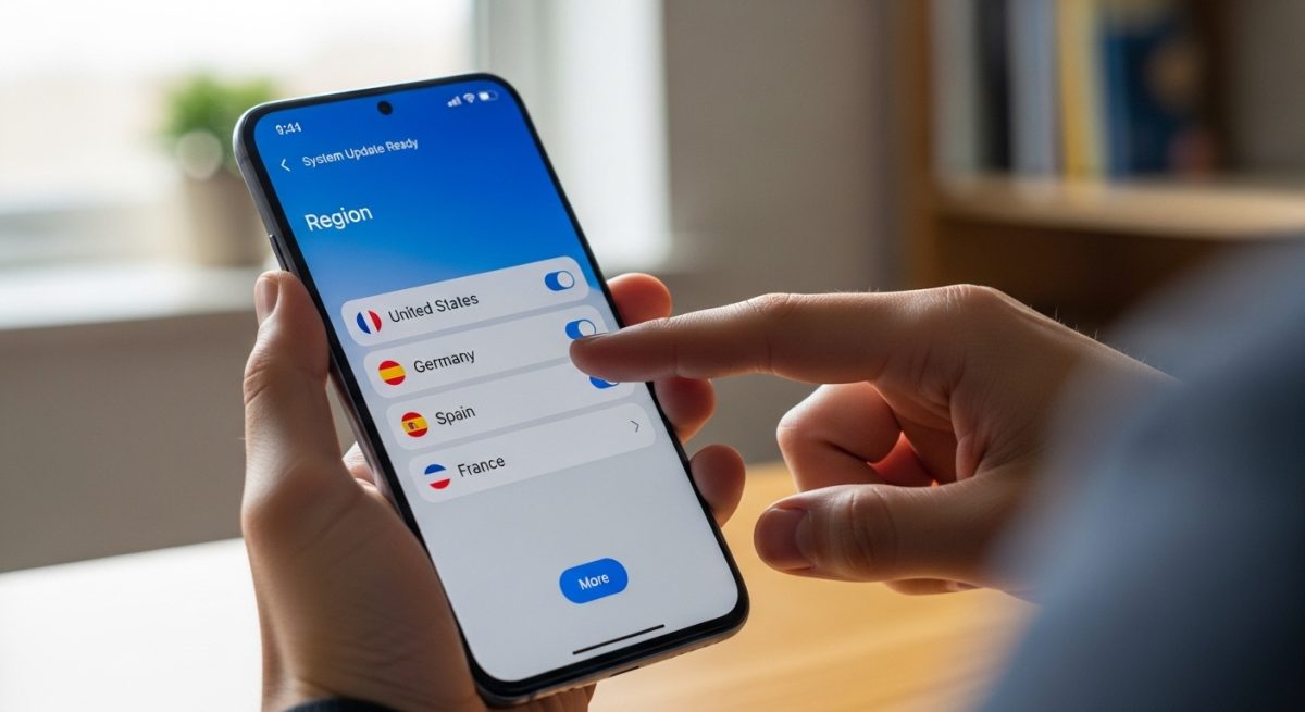 Manos sosteniendo smartphone Xiaomi con pantalla mostrando configuración de HyperOS