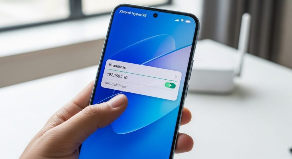 Manos sosteniendo un smartphone Xiaomi 14T con menú HyperOS visible