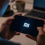 Manos sosteniendo un smartphone Xiaomi con logo MI en pantalla