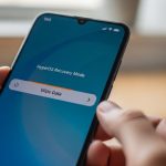 Manos sosteniendo un smartphone Xiaomi en modo HyperOS Recovery