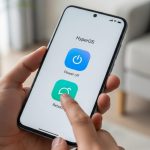 Manos sosteniendo un smartphone Xiaomi mostrando el menú HyperOS