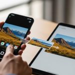 Manos sosteniendo un smartphone y una tablet Xiaomi en escritorio