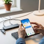 Android conectado a hub USB C OTG con USB Drive