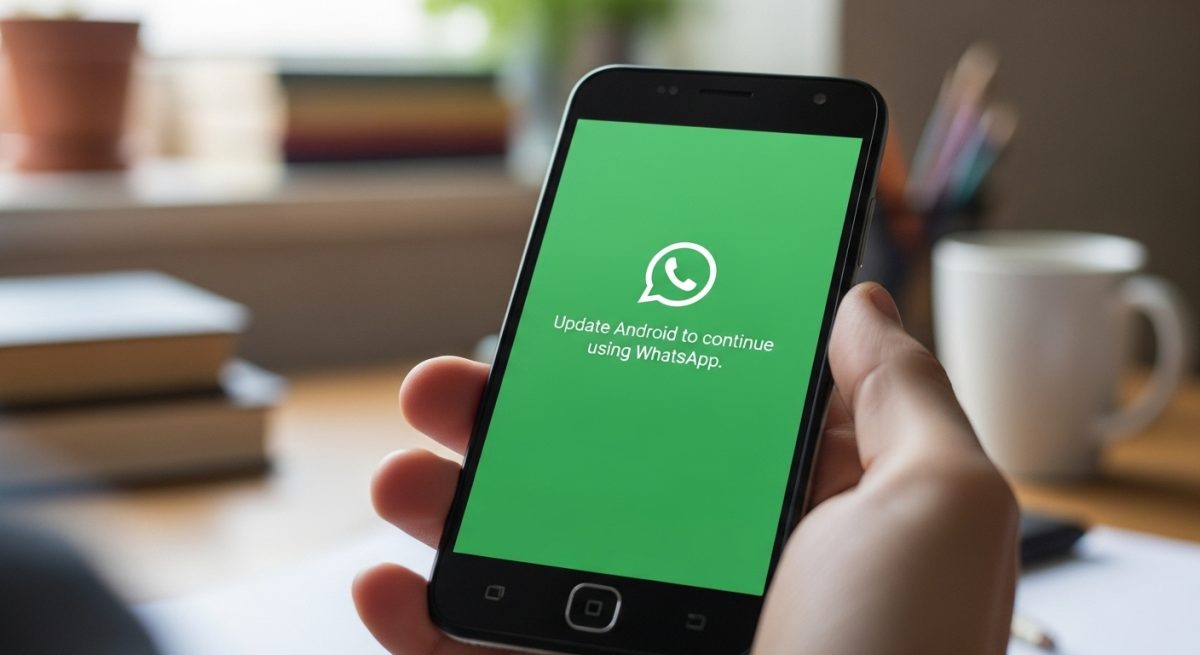 Persona sosteniendo un smartphone Android con notificación de WhatsApp